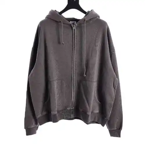 SAINT*MICHAEL SM 23FW washed distressed basic zipper hooded jacket
