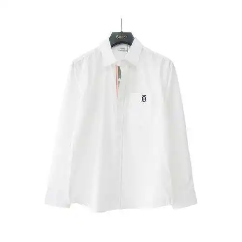 bbr classic 2023ss new poplin inner webbing chest logoTB letter embroidery long-sleeved striped shir