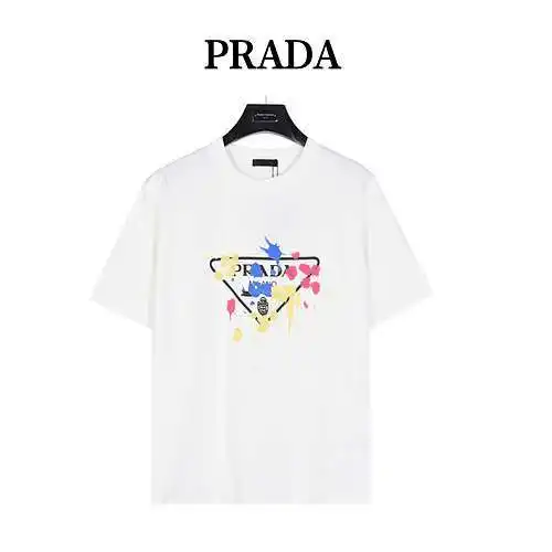 PRD/Prada 24ss colorful graffiti triangle logo printed short-sleeved T-shirt