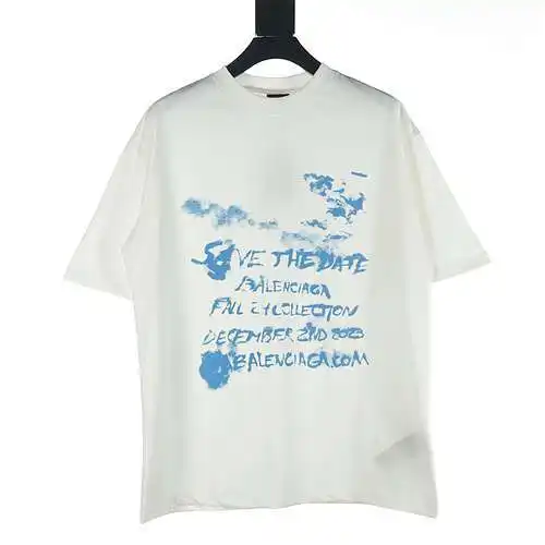 Balenciaga BLCG camiseta manga corta estampada cielo azul y nubes blancas