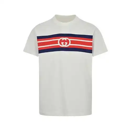 Gu*cci/Gucci 23ss Doble G entrelazada con estampado de rayas de manga corta