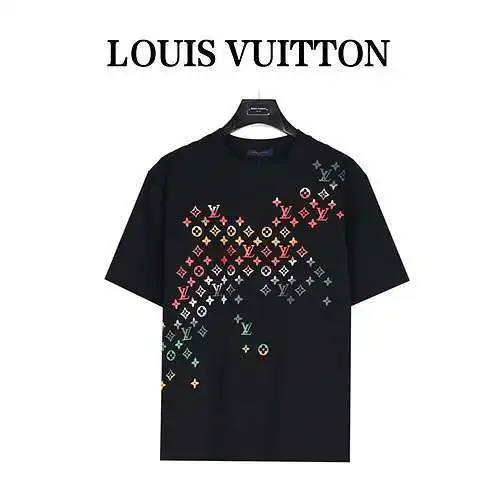 LV/Louis Vuitton 24ss presbyopic gradient digital direct spray short-sleeved T-shirt