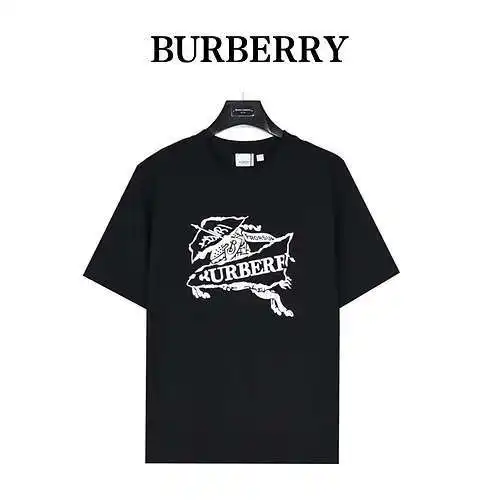 BBR/Burberry 24ss caballo de guerra parche de costura con agujero grabado camiseta de manga corta bo