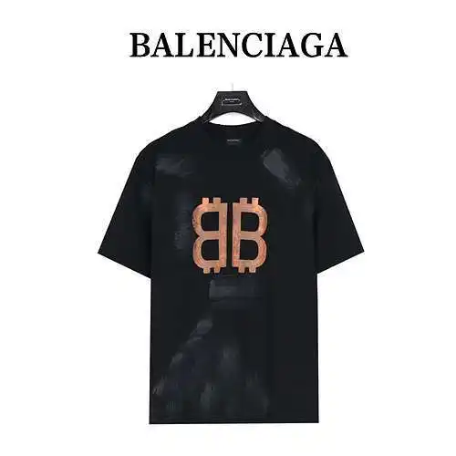 BLCG/Balenciaga Bitcoin Double B camiseta de manga corta con agujero en la oscuridad, pintada con ae