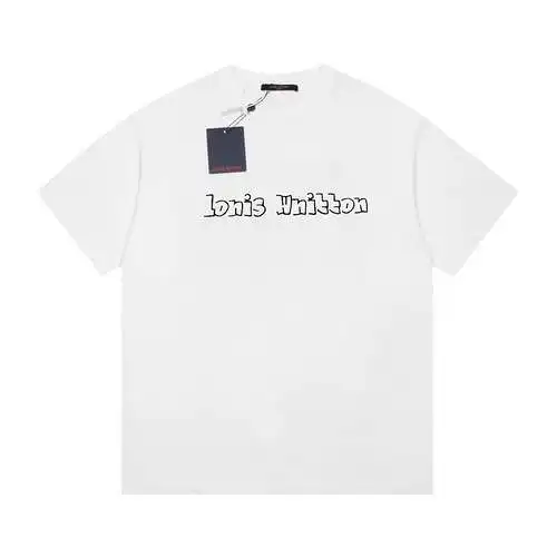 LV/Louis Vuitton 23ss structured letter embroidered T-shirt short sleeves