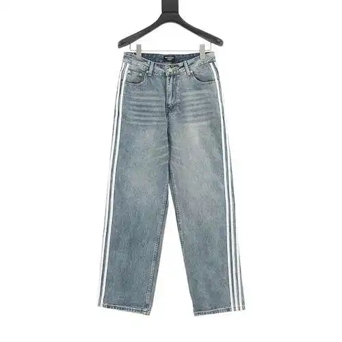 BLCG X AD joint style striped edge washed denim trousers