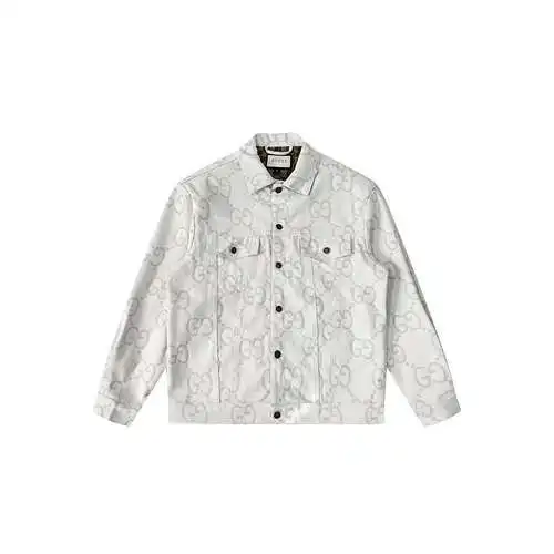 Chaqueta vaquera Gucci GG de jacquard color marfil, con chaqueta vaquera con solapa de jacquard con 
