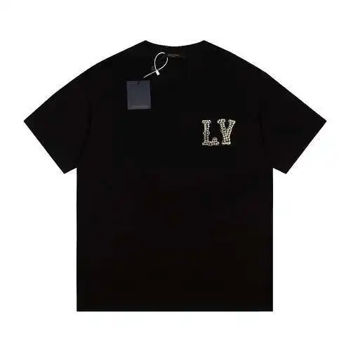 LV/Louis Vuitton Mid-century Philippine Dong joint collaboration pearl short-sleeved T-shirt