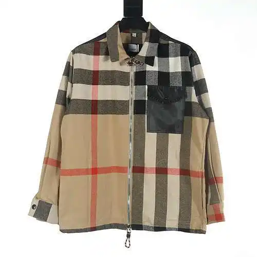 Burberry BBR 22FW chaqueta camisera con patchwork a cuadros y patchwork