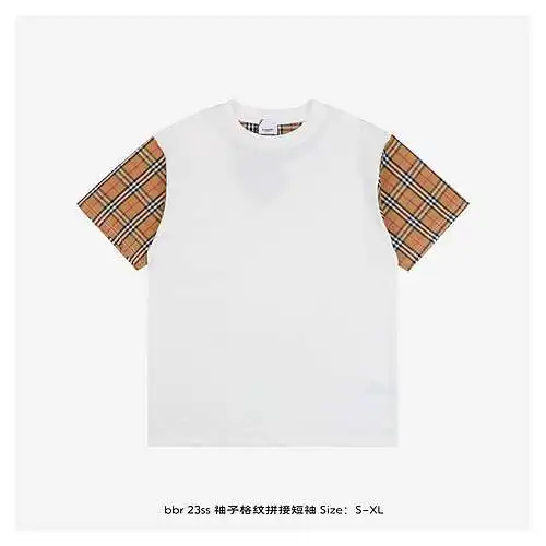 bbr 23ss sleeves plaid patchwork short sleeves