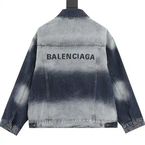 Blcg gradient denim jacket with embroidered letters on the back