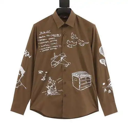 1V embroidered element long-sleeved shirt