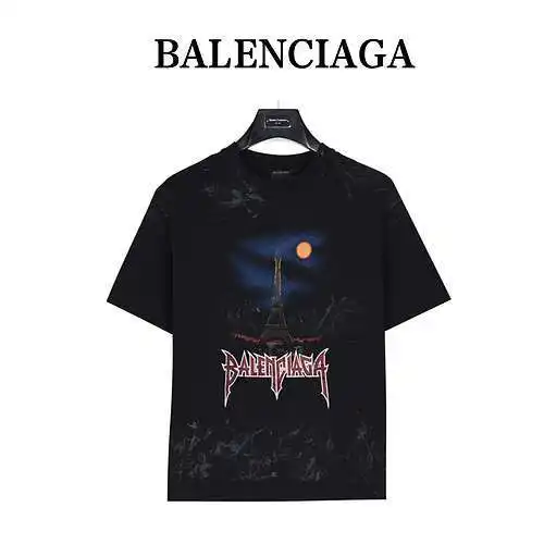 Camiseta retro de manga corta con rotos BLCG/Balenciaga Tower