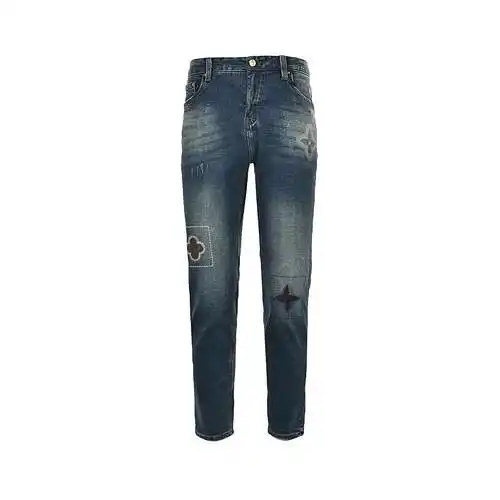 LV/Louis Vuitton 23Fw embroidered patch jeans