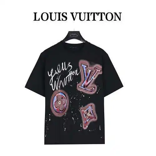 Camiseta de manga corta con estampado degradado de tinta y presbicia LV/Louis Vuitton 24ss