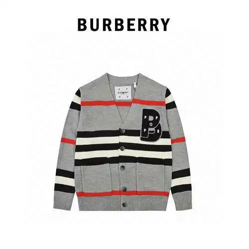 Burberry BBR 22FW cárdigan de lana con juntas en intarsia