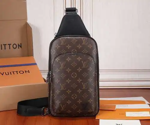 Bolso de pecho para hombre LL, fabricado en cuero original importado de primera calidad, versión rép