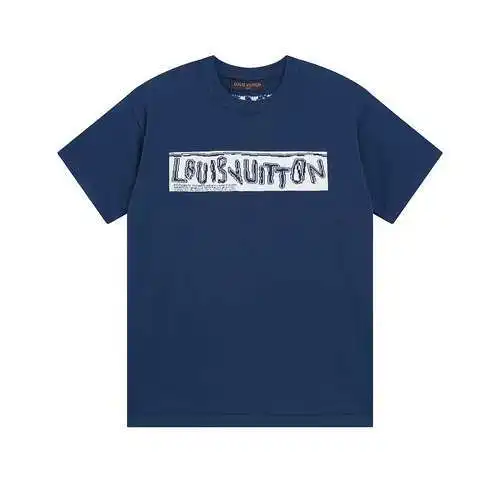 LV2024FW cuello redondo de manga corta de punto jacquard con letras