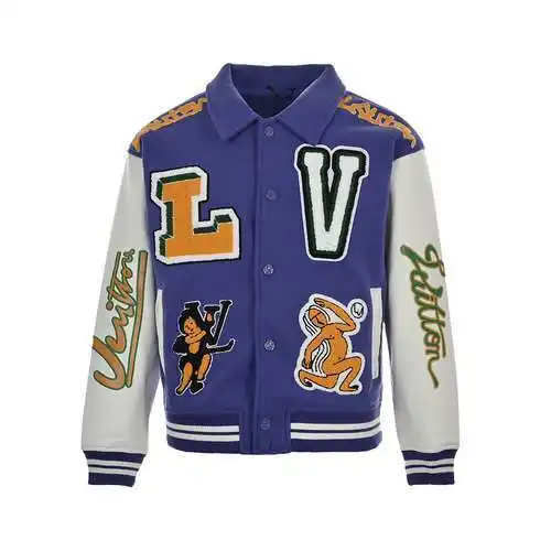 Chaqueta de béisbol con rana y letra bordada con toalla LV/Louis Vuitton 22Fw