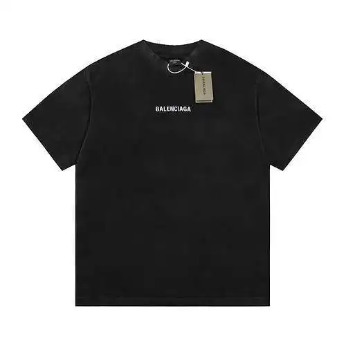 (Top) BLCG Balenciaga front and rear logo embroidery gradient distressed short sleeves black