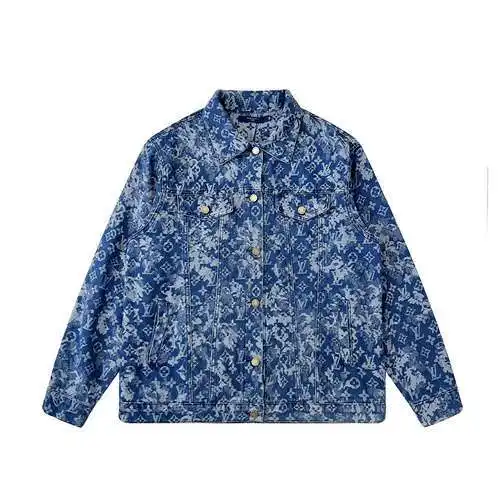 LV Louis Vuitton - Chaqueta vaquera en jacquard con estampado de salpicaduras tie-dye