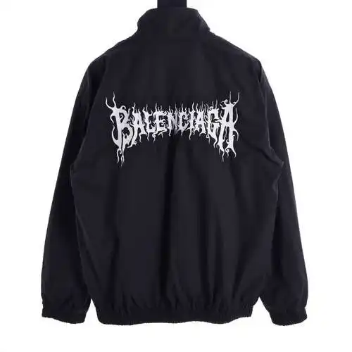 BLCG 24SS poplin technical stand collar jacket with letter embroidery on the back