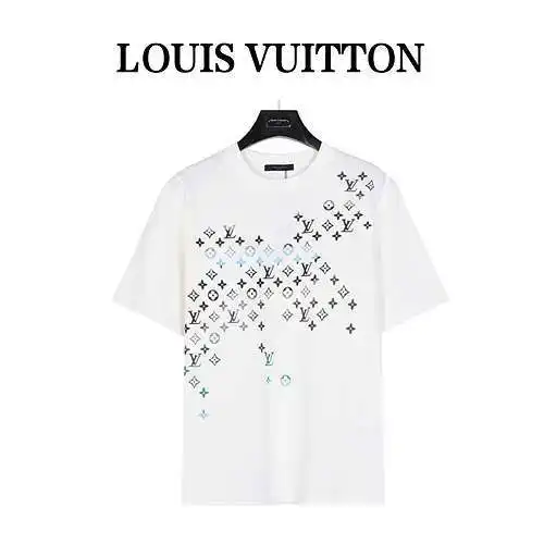 LV/Louis Vuitton 24ss presbyopic gradient digital direct spray short-sleeved T-shirt