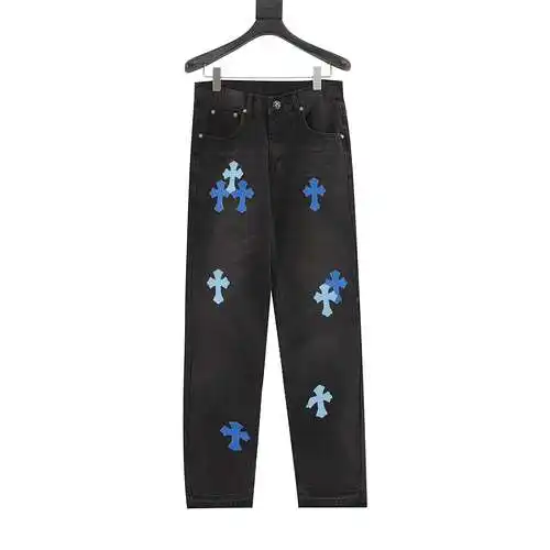 Pantalón vaquero cruzado con etiqueta de piel clásica CH