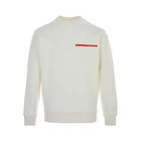 PRD/Prada 22Fw classic red trim round neck sweatshirt