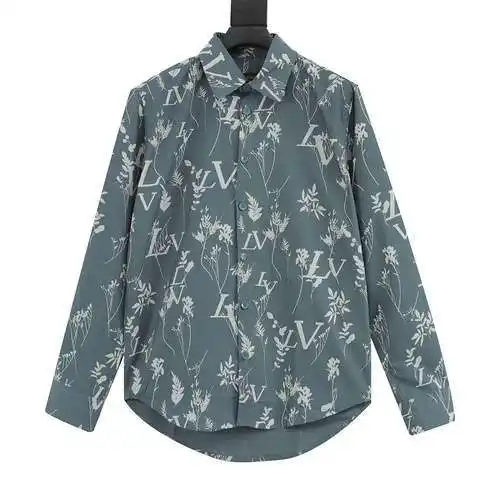 Camisa de seda con estampado integral de hojas 1V