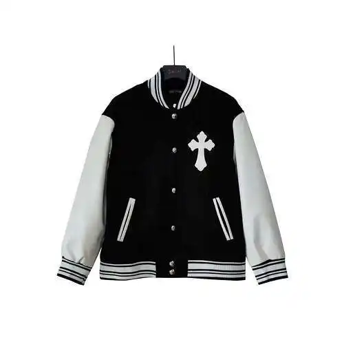CH Crow Heart 23AW patchwork leather baseball jacket