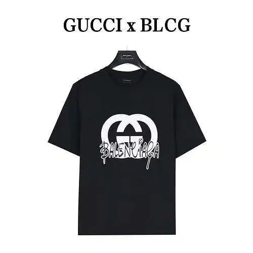 Gu*cci×BLCG joint double Glogo foam printed short-sleeved T-shirt