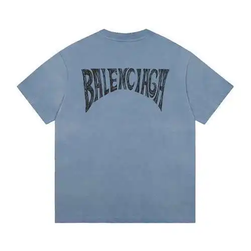(Top) BLCG Balenciaga distressed back letter T-shirt blue