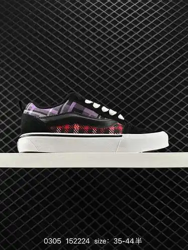 2 Zapatos de pan Vans Classics Knu Skool Zapatos de pan de tiras rojas a cuadros escoceses oficiales