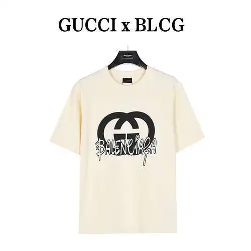 Gu*cci×BLCG joint double Glogo foam printed short-sleeved T-shirt
