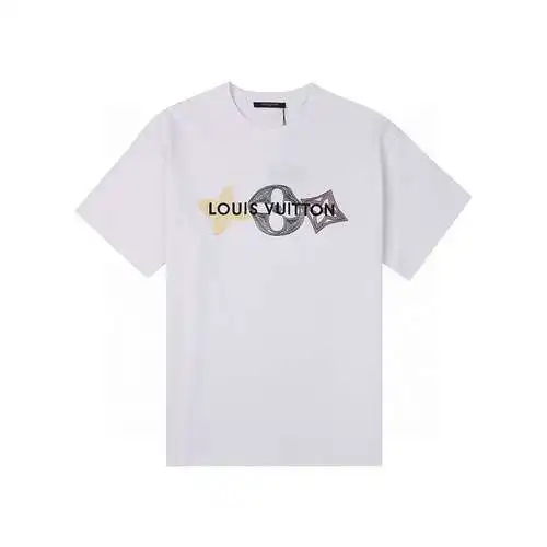 Louis Vuitton/LV new summer style, classic four-leaf clover letter embroidered round neck short-slee