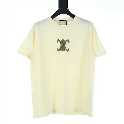 Gucci GUC X Celine CE joint model Arc de Triomphe embroidered short-sleeved T-shirt