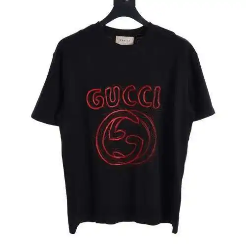 GC curve letter embroidered logo round neck short sleeves