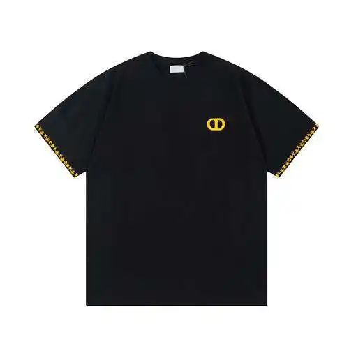 CD Dior yellow label CD letter embroidered hand sleeve short-sleeved T-shirt