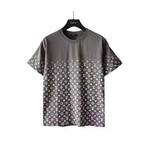 LV/Louis Vuitton presbyopic gradient full-print logo round neck short-sleeved T-shirt