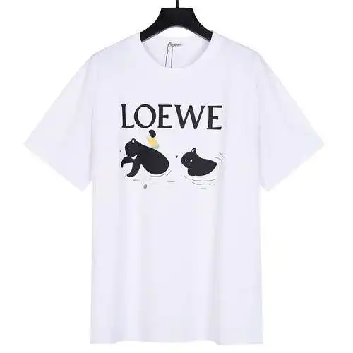 LE Loewe 24ss illustration series black bear print short-sleeved T-shirt