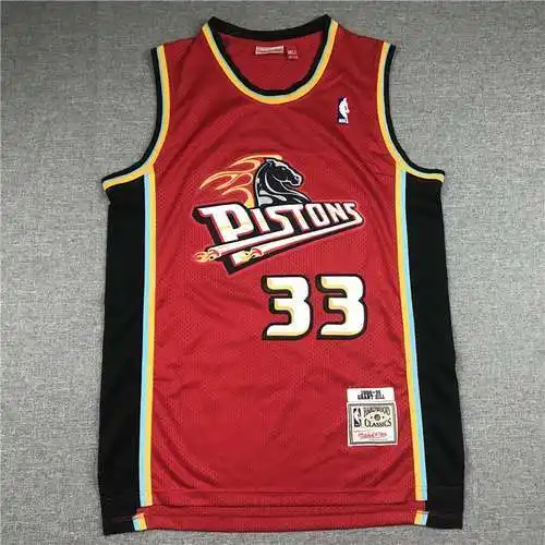 Pistons No. 33 Hill logo retro rojo