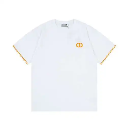 CD Dior yellow label CD letter embroidered hand sleeve short-sleeved T-shirt
