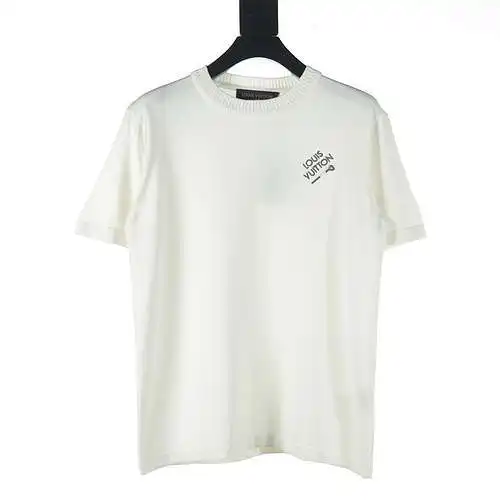 LV 24 new style knitted short-sleeved T-shirt with embroidered pins on the chest