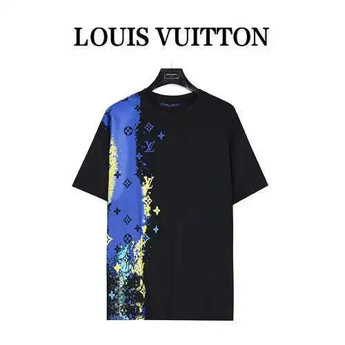 LV/Louis Vuitton watercolor graffiti letter print short sleeves