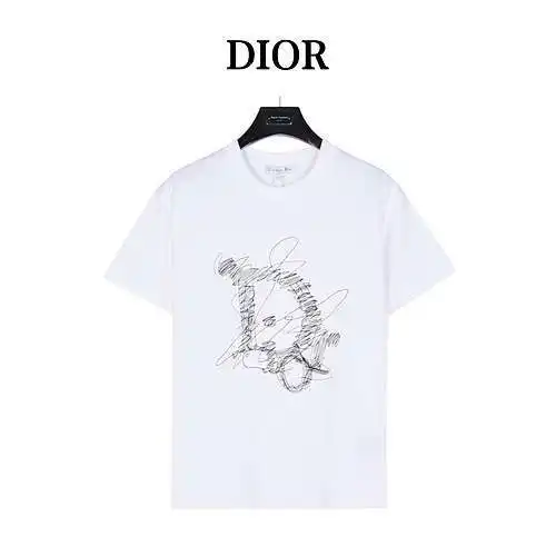 CD/Dior line logo graffiti short-sleeved T-shirt