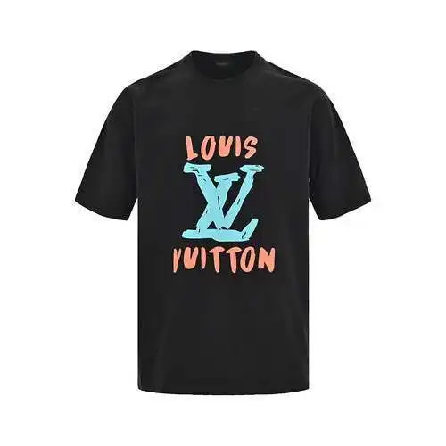 LV/Louis Vuitton 24ss graffiti large letters logo printed short sleeves