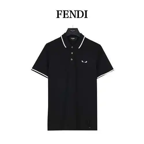 FD/FENDI Embroidered Black and White Eyes POLO Shirt for Men and Women Casual Short Sleeves