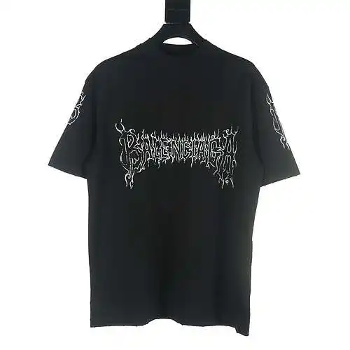 Balenciaga BLCG 24SS washed flame lettering short-sleeved T-shirt