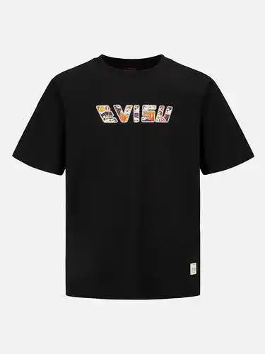 EV*iSU Lucky God Daruma Lucky Cat Big M Print Short Sleeve